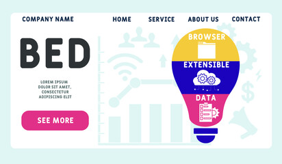 Vector website design template . BED - Browser Extensible Data  acronym. business concept background. illustration for website banner, marketing materials, business presentation, online advertising