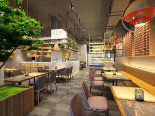 3d render of restaurant interior