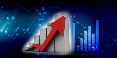 3d rendering Stock market online business concept. business Graph 
