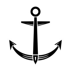 Illustration of ship anchor in monochrome style. Design element for logo, label, sign, emblem, poster. Vector illustration