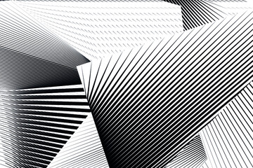 Geometric dynamic pattern, halftone lines background, vector modern design texture.