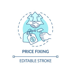 Price fixing concept icon. Anti-competitive practices idea thin line illustration. Conspiracy between seller and buyer. Controlling supply. Vector isolated outline RGB color drawing. Editable stroke