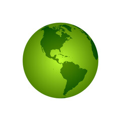 Earth Globe Vector America Continent in Green Gradient Color Vector Illustration