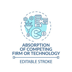 Competing firm and technology absorption concept icon. Anti-competitive practice idea thin line illustration. High-technology markets. Vector isolated outline RGB color drawing. Editable stroke