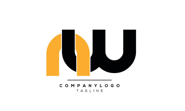 Abstract Letter Initial NW WN Vector Logo Design Template