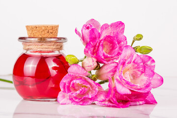 Obraz na płótnie Canvas Essential flower oil. Home fragrance. Spa concept
