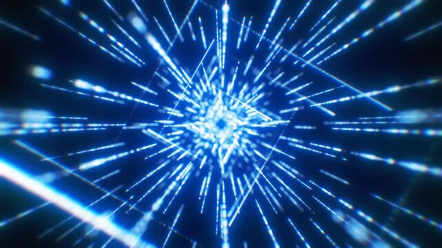 Background Digital Lines Futuristic Abstract Moving Forward Flying Lines Of Cyber Particles Glowing Blue In Dark Space
