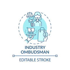 Industry ombudsman concept icon. Consumer protection service idea thin line illustration. Resolving issues between consumers and businesses. Vector isolated outline RGB color drawing. Editable stroke