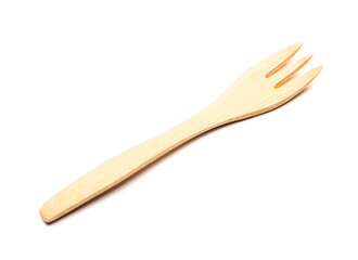 Wooden fork on white background