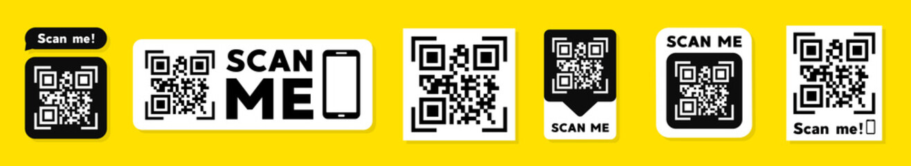 Scan QR code flat icon with phone. Barcode. Vector illustration.