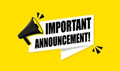 Megaphone with Important Announcement. Vector flat - obrazy, fototapety, plakaty