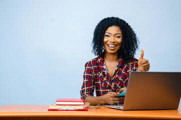 beautiful african business woman isolated over whit background feeling excited