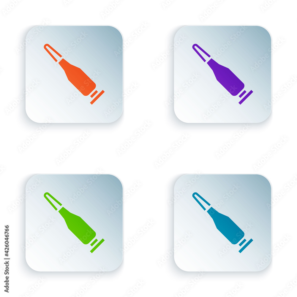 Poster Color Bullet icon isolated on white background. Set colorful icons in square buttons. Vector