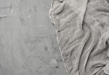 linen kitchen gauze towel on gray cement background