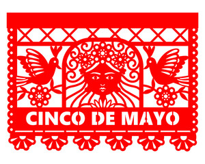 Cinco de Mayo paper flag banner for mexico holiday