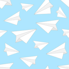 Pattern with origami paper planes. Vector illustration.