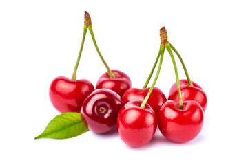 sweet cherry fruits isolated on white background