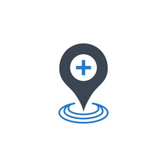 Hospital location Glyph Related Vector Icon. Flat Icon Isolated on the White Background. Editable EPS file. Vector illustration.