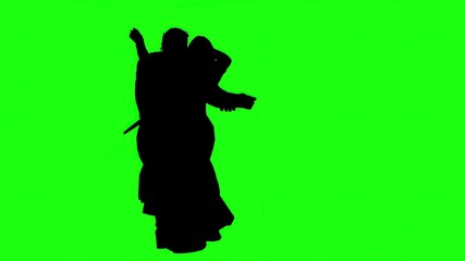 3d rendering  - silhouettes of people hugging   on green screen