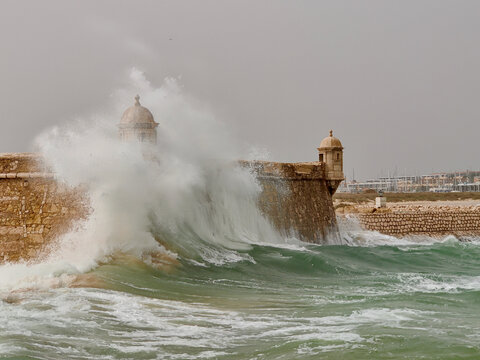 Stormy day at Lagos Fort, Portugal