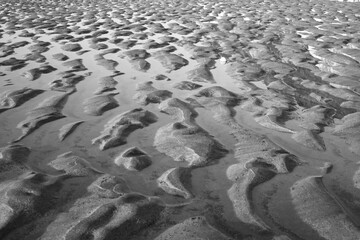 ripples in the sand on the beach caused by the receding tide