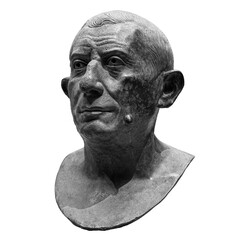 Copy of ancient statue Lucius Caecilius Iucundus. Head and shoulders detail of the ancient man...