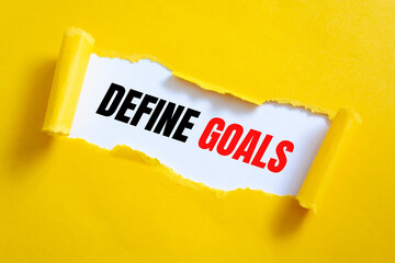 Text sign showing DEFINE GOALS.