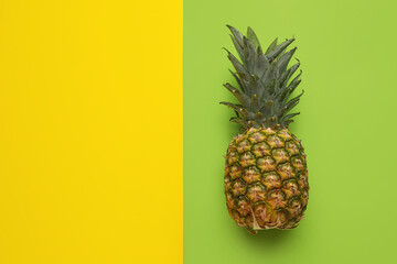 Fresh pineapple on color background