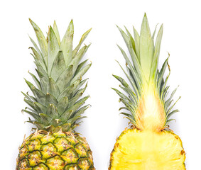 Fresh pineapples on white background