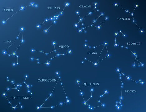 Zodiac Constellations Star Astrology Signs Vector