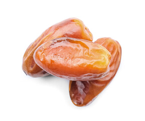 Sweet dried dates on white background