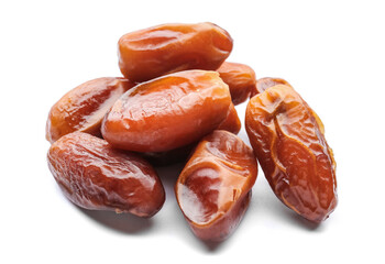 Sweet dried dates on white background