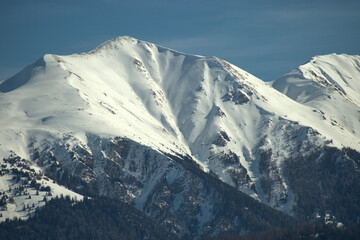 Snow covered alps near Flims in Switzerland 20.2.2021