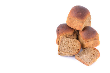 rye bread with garlic is isolated on a white background, selective focus.