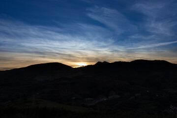 Fototapeta na wymiar vizcaya mountain in northern spain at sunset