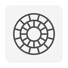 Concrete paver block pavement floor or brick vector icon. For landscape, outdoor, garden by paving on ground to create circle or round pattern. That sidewalk, road, patio, path, street or walkway.