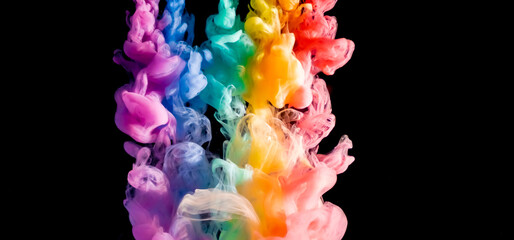 lgbt colors work with acrylic paint art. The art of pouring ink into water.