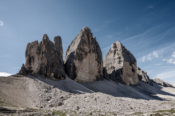 Panoramic view of the Sexten Dolomites in Italy..View of the Three Peaks.