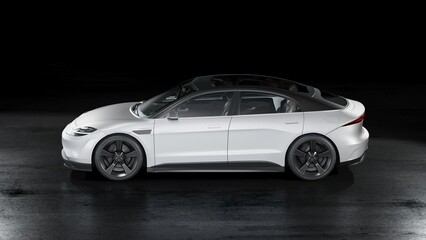 Fototapeta na wymiar 3D rendering of a brand-less generic concept car 
