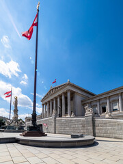 Austria, vienna, 2016, Jul, 10th Parliament with the Pallas Athene fountain, inner city, Vienna, Austria