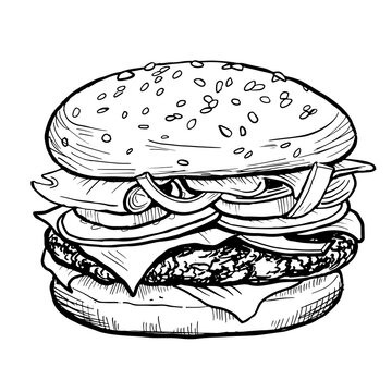burger hamburger hand drawn vector illustration