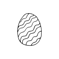 Easter egg. Doodle. Vector. Hand-drawn illustration. Coloring. Black and white outline. Silhouette.