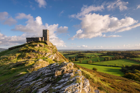 Lonely St. Michael de Rupe Church on the summit of Brentor, Dartmoor National Park, Devon, England, United Kingdom