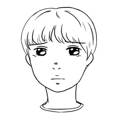 Sad expression little boy.