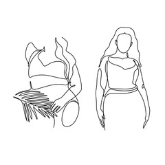 Surreal Fashion Continuous line women drawing, fashion concept, woman beauty minimalist, vector illustration pretty sexy. Contemporary portrait