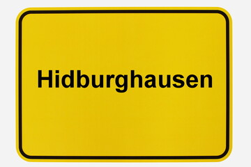 Illustration eines Stadteingangsschildes der Stadt Hidburghausen
