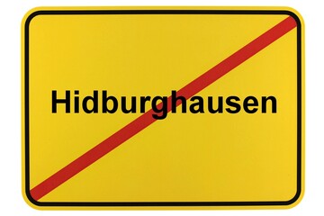 Illustration eines Stadtausgangsschildes der Stadt Hidburghausen