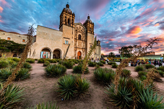 Church of Santo Domingo de Guzman at sunset, Oaxaca, Mexico