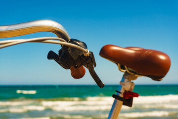 Fototapeta premium Bicycle on beach, active lifestyle.