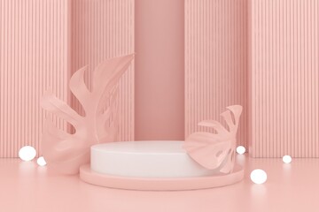 Naklejka na ściany i meble minimal pastel color background, design for cosmetic or product display podium 3d render. 